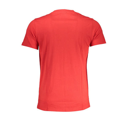 T-Shirt by Cavalli Class for men in cotton red, white & print features a plush silhouette, showcasing a sophisticated and for a truly plush finish.