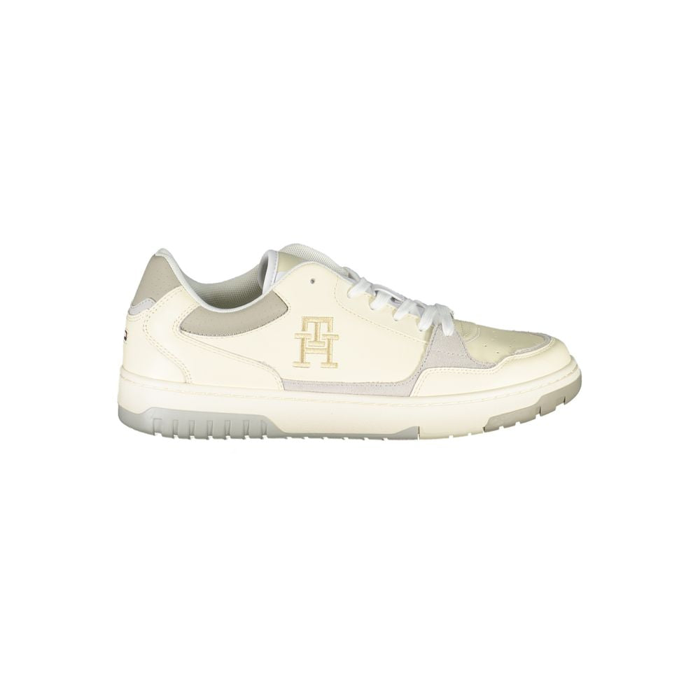 Sneakers by Tommy Hilfiger for men in polyester polyethylene leather beige & signature features an sumptuous silhouette, showcasing the premium Men's Casual Polyester Polyethylene Leather Sneakers in a sumptuous casual style that offers a sumptuous finish for refined style.