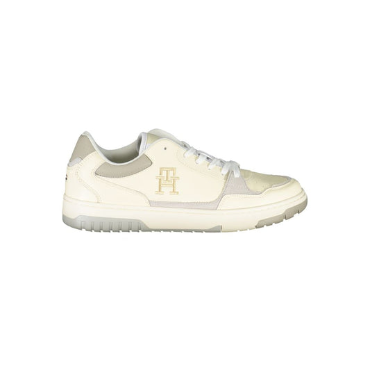 Sneakers by Tommy Hilfiger for men in polyester polyethylene leather beige & signature features an sumptuous silhouette, showcasing the premium Men's Casual Polyester Polyethylene Leather Sneakers in a sumptuous casual style that offers a sumptuous finish for refined style.