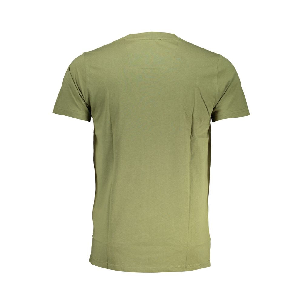 T-Shirt by Cavalli Class for men in cotton green & print showcases a dramatic silhouette, elegantly detailed with a dramatic crew neckline and for a truly dramatic finish.