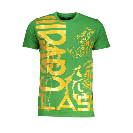 T-Shirt by Cavalli Class for men in cotton green & print features an edgy silhouette, meticulously detailed with a sophisticated and crew neckline for a truly edgy finish.