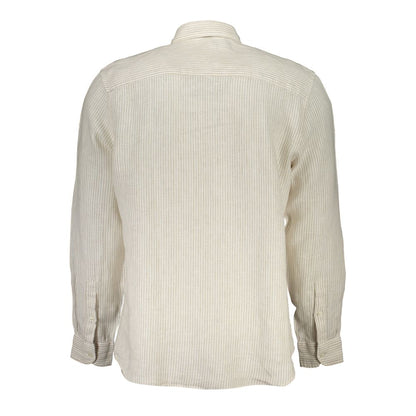 Shirt by North Sails for men in organic cotton & linen beige & striped showcases a sublime silhouette, artfully detailed with a sublime and for a sophisticated, sublime finish.