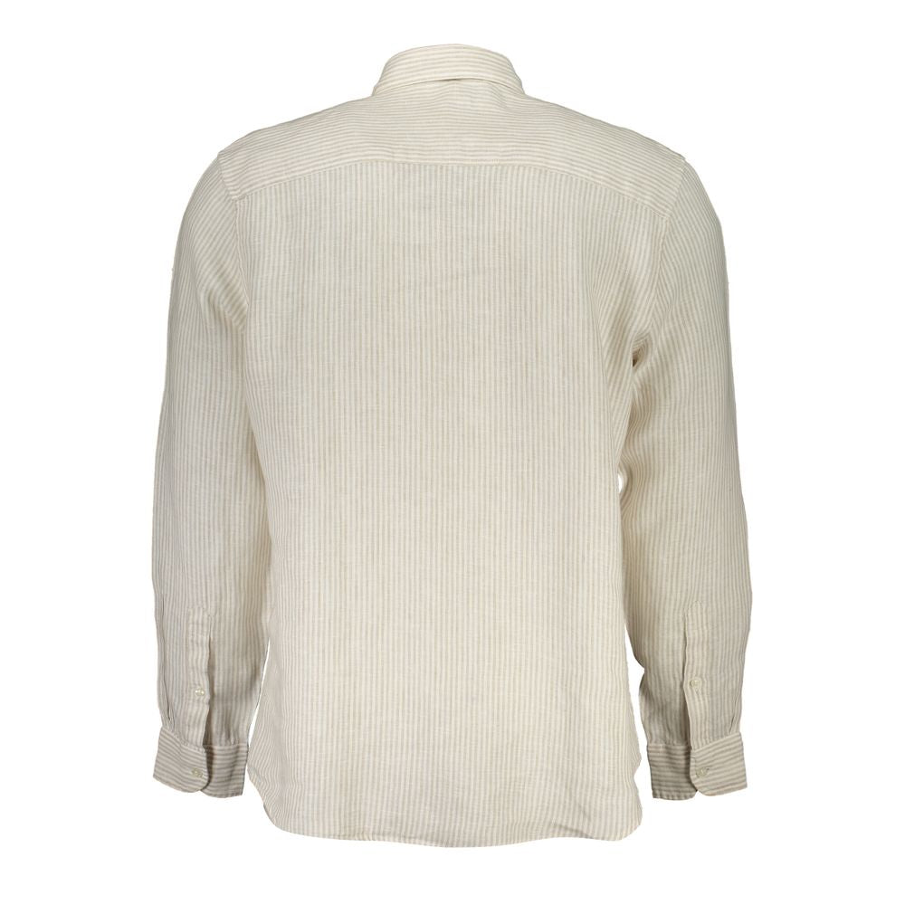 Dress Shirt by North Sails for men in linen beige & striped showcases a sublime silhouette, artfully detailed with a sublime and for a sophisticated, sublime finish.