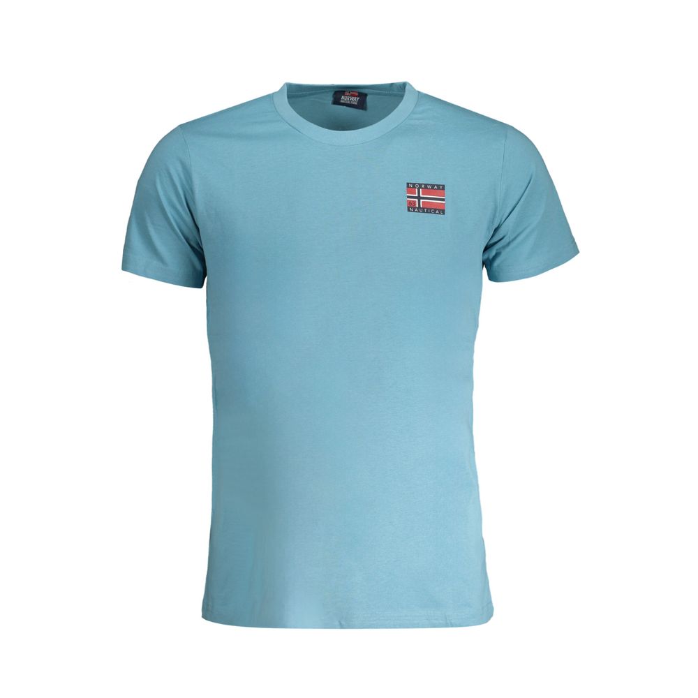 T-Shirt by Norway 1963 for men in cotton light-blue & print showcases a chic silhouette, artfully detailed with a chic crew neckline and for a chic finish.
