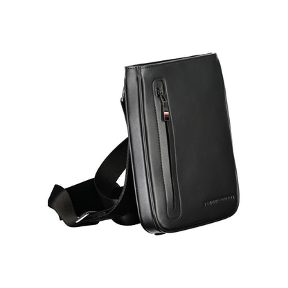 Shoulder Bag by Tommy Hilfiger for men in polyethylene black & signature features a stately silhouette, showcasing a secure zipper, ample external-pockets & internal-pockets, and stately shoulder-strap & adjustable-strap for a stately finish.