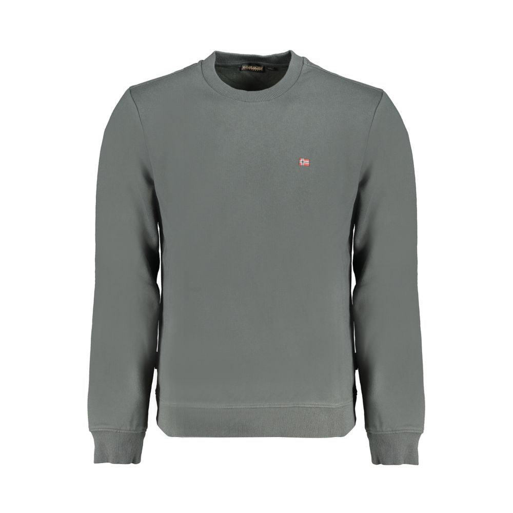 Sweatshirt by Napapijri for men in organic cotton & polyester green presents a smart casual silhouette, featuring a smart casual crew neckline and long-sleeve for a sophisticated look.