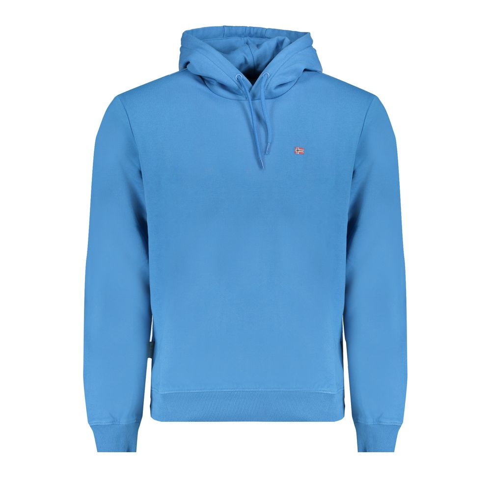 Hooded Sweatshirt Hoodie by Napapijri for men in cotton blue features an dramatic silhouette, showcasing a sophisticated hooded neckline and dramatic long-sleeve for a refined, modern aesthetic.
