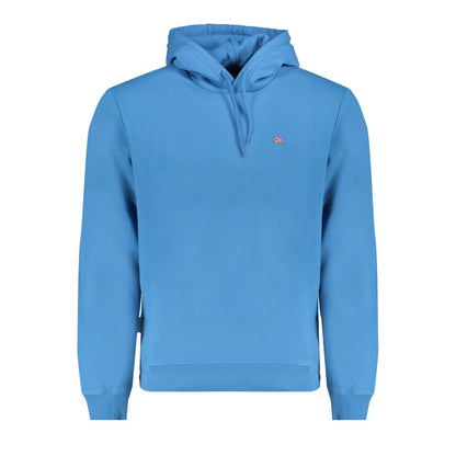 Hooded Sweatshirt Hoodie by Napapijri for men in cotton blue features an dramatic silhouette, showcasing a sophisticated hooded neckline and dramatic long-sleeve for a refined, modern aesthetic.