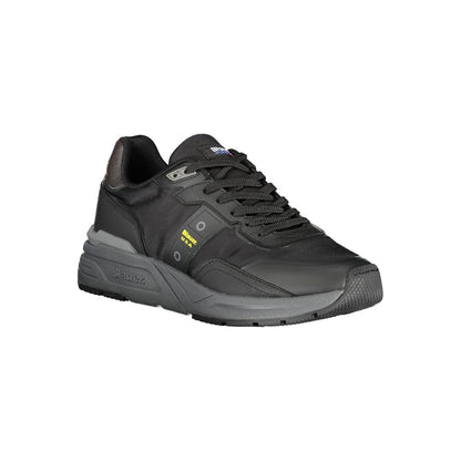 Athletic Sneakers by Blauer for men in polyester black features an stately silhouette, showcasing the signature athletic style of the Men's Athletic Polyester Sneakers collection with a truly stately finish.