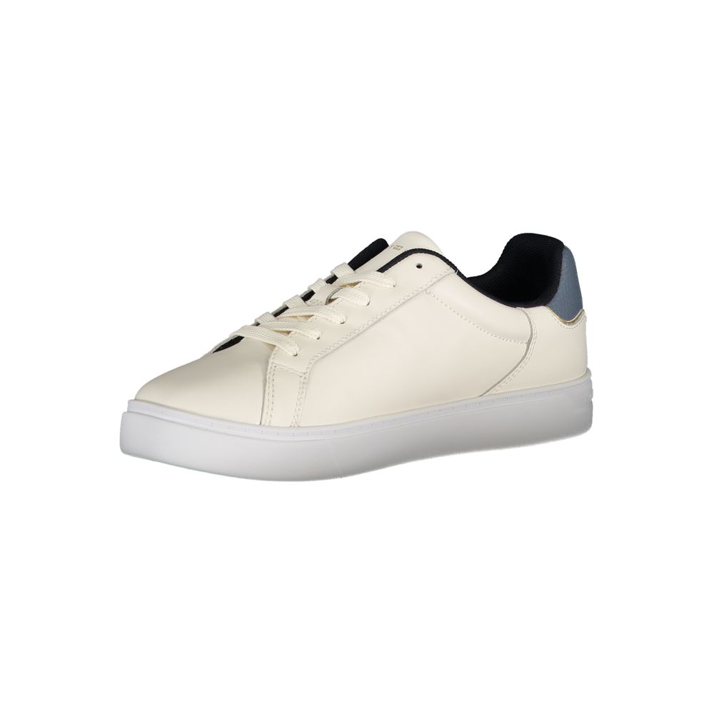 Sneakers by Tommy Hilfiger for women in polyester polyethylene leather beige & blue presents a sumptuous silhouette as Women's Fashion Polyester Polyethylene Leather Sneakers, expertly defined by a sumptuous fashion style for a sumptuous, high-fashion look.