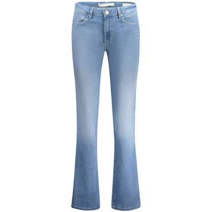 Jeans by Guess Jeans for women in stretch organic cotton denim & polyester light-blue presents a tailored silhouette, showcasing a tailored and long cut with a refined mid rise for a truly tailored aesthetic.