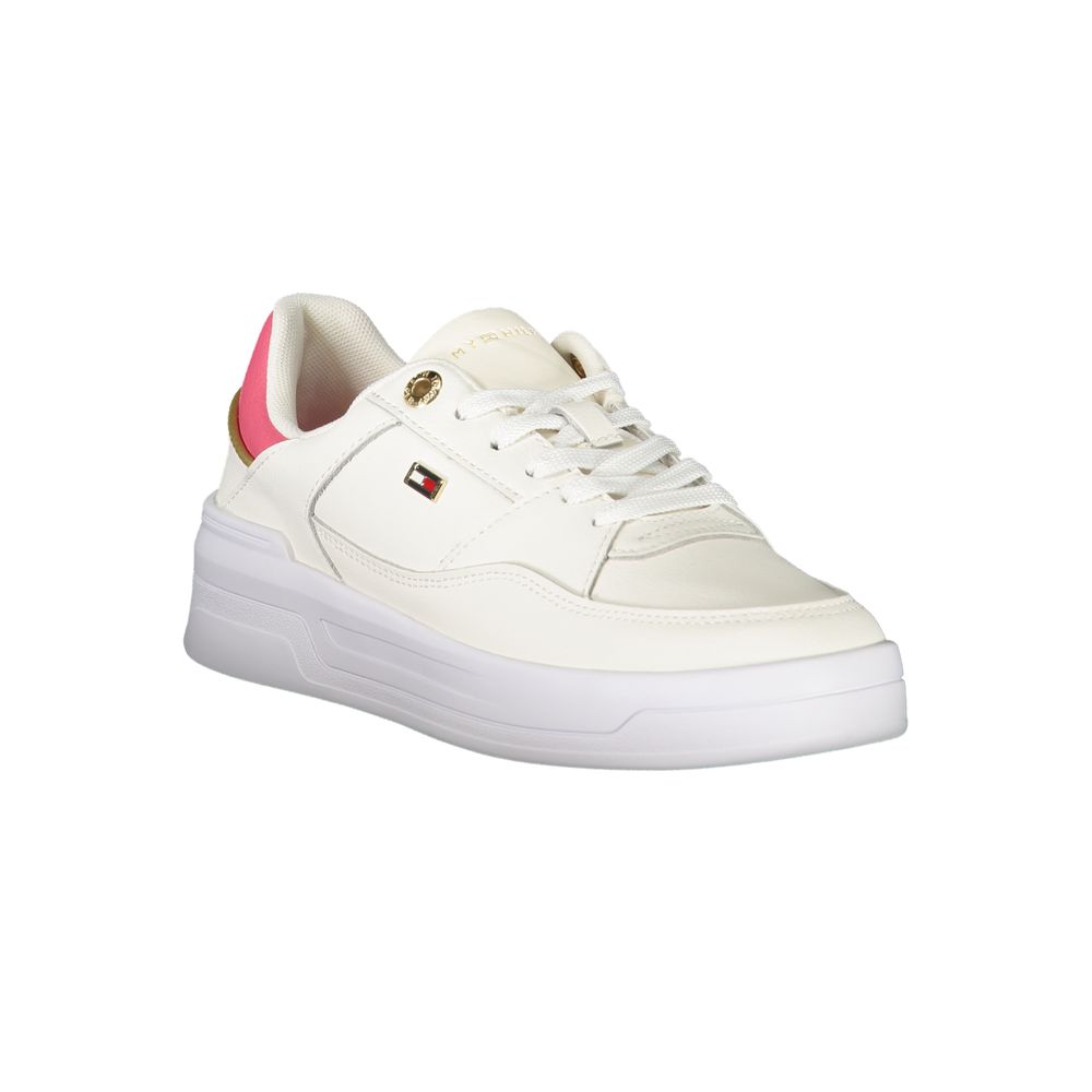 Athletic Sneakers Tommy Hilfiger women polyester polyurethane leather fuchsia, gold & white featuring a avant-garde Crisp Women's Athletic Polyester Polyurethane Leather Sneakers design with a avant-garde athletic style for a refined finish.