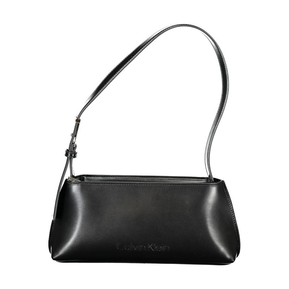 Calvin Klein Polyester Polyethylene Faux Leather Handbag - Black