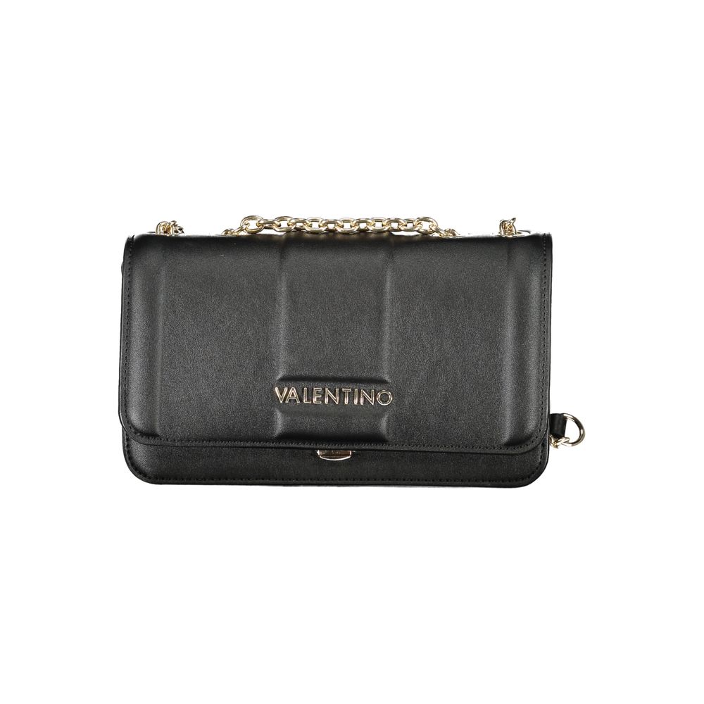 Shoulder Handbag by Mario Valentino for women in polyethylene black features a signature silhouette, showcasing a secure snap and signature internal-pockets with versatile shoulder-strap for a sophisticated look.