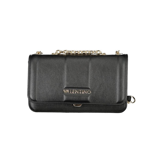 Shoulder Handbag by Mario Valentino for women in polyethylene black features a signature silhouette, showcasing a secure snap and signature internal-pockets with versatile shoulder-strap for a sophisticated look.