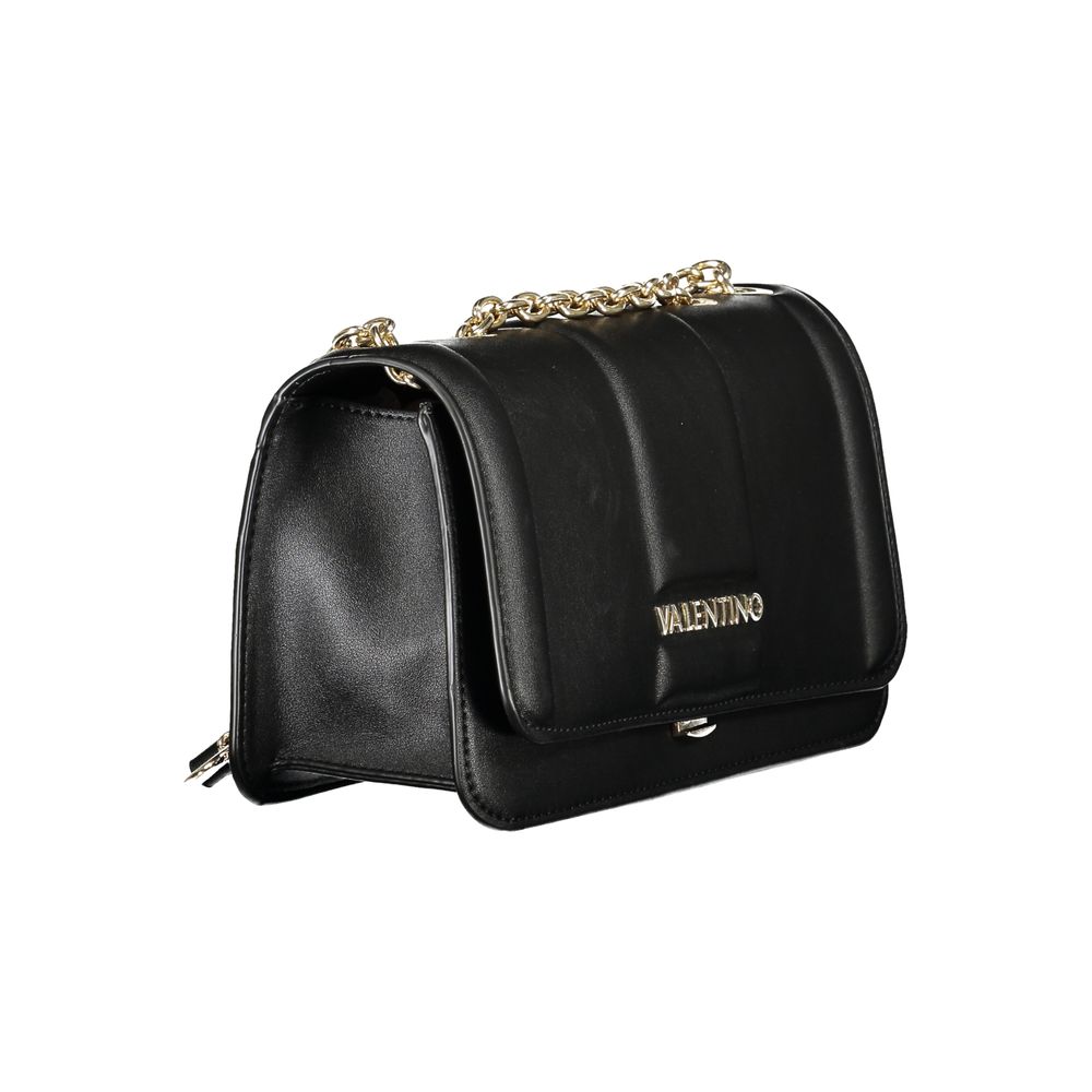 Shoulder Handbag by Mario Valentino for women in polyethylene black features a ornamental silhouette, showcasing a secure snap, ample internal-pockets, and ornamental shoulder-strap for a sophisticated look.
