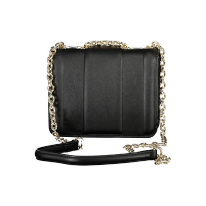 This Shoulder Handbag by Mario Valentino for women in polyethylene and black presents a sculptural silhouette featuring a secure snap, ample internal-pockets, and versatile shoulder-strap for a sculptural finish.