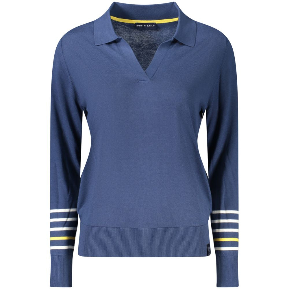 Sweater by North Sails for women in viscose cotton blue showcases a downtown chic silhouette, artfully finished with a downtown chic v-neck neckline and for a sophisticated, high-end look.