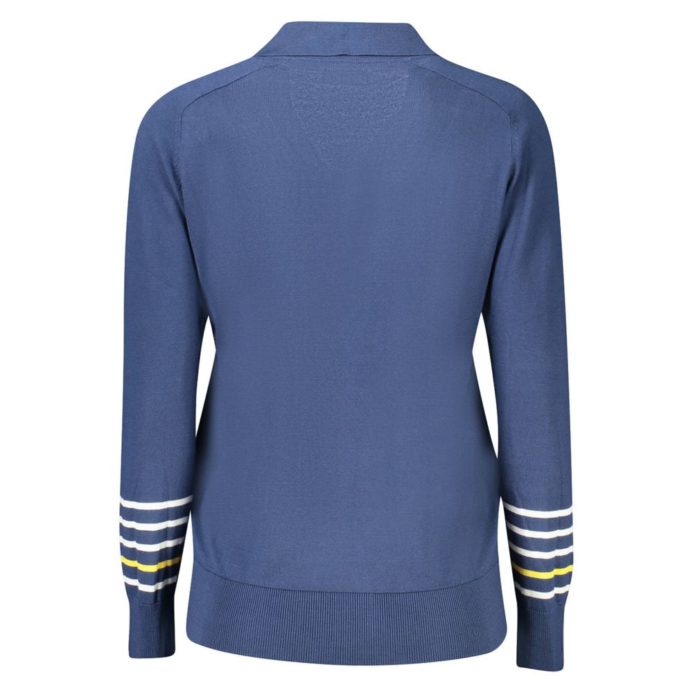 Sweater by North Sails for women in viscose cotton blue showcases a discreet silhouette, finished with a discreet and for a discreet look.