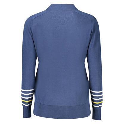 Sweater by North Sails for women in viscose cotton blue showcases a discreet silhouette, finished with a discreet and for a discreet look.