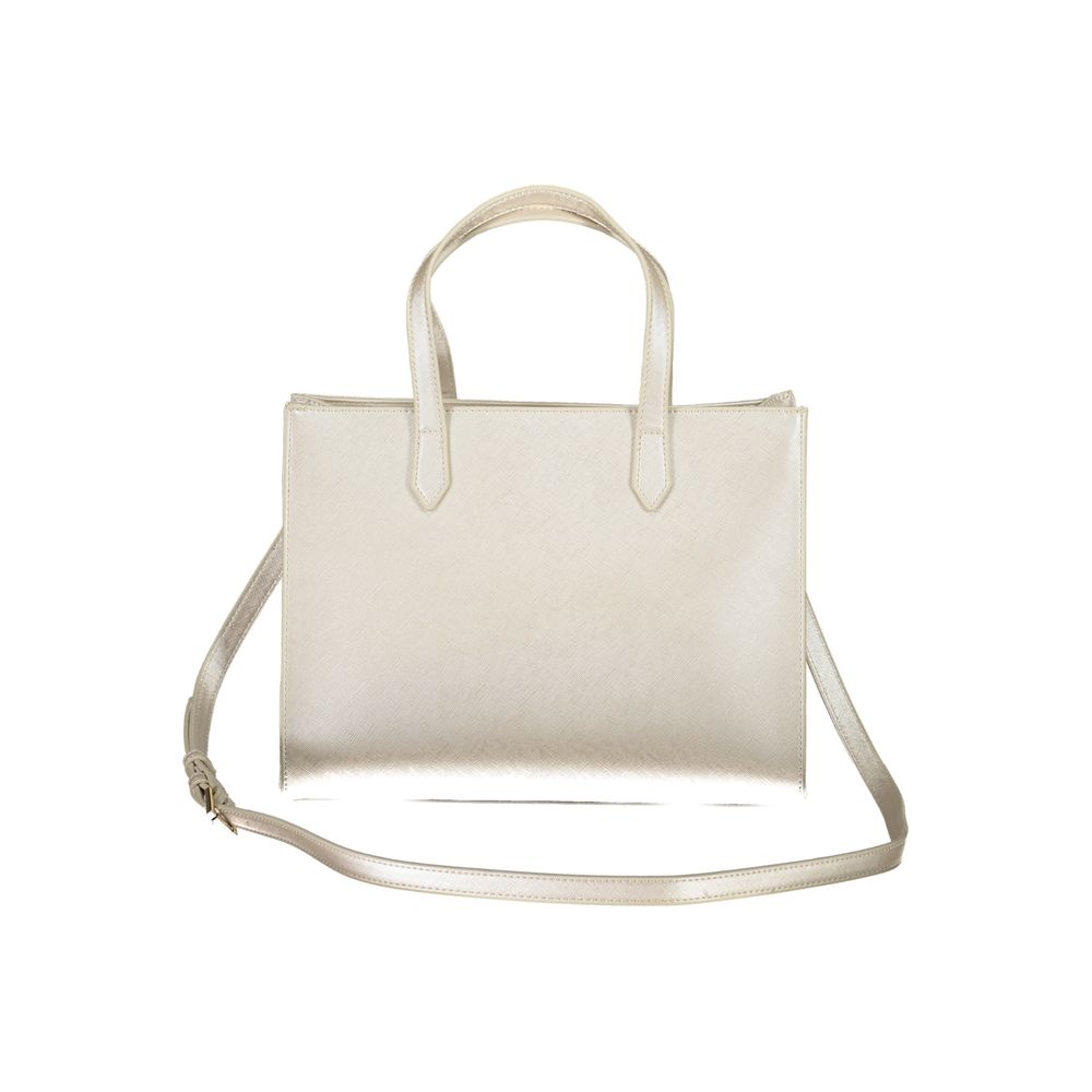 Handbag by Mario Valentino for women in polyethylene gray features a ornamental silhouette, showcasing a secure zipper, ample internal-pockets, and ornamental shoulder-strap, handle & adjustable-strap for a sophisticated look.