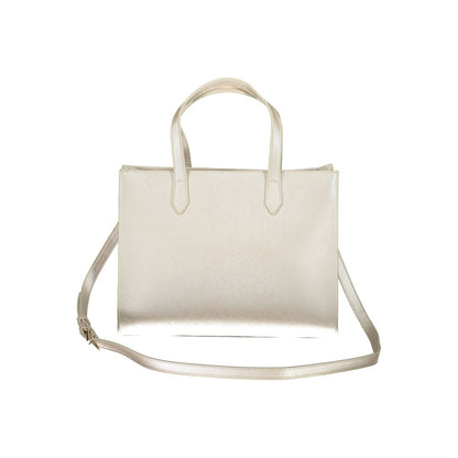 Handbag by Mario Valentino for women in polyethylene gray features a ornamental silhouette, showcasing a secure zipper, ample internal-pockets, and ornamental shoulder-strap, handle & adjustable-strap for a sophisticated look.