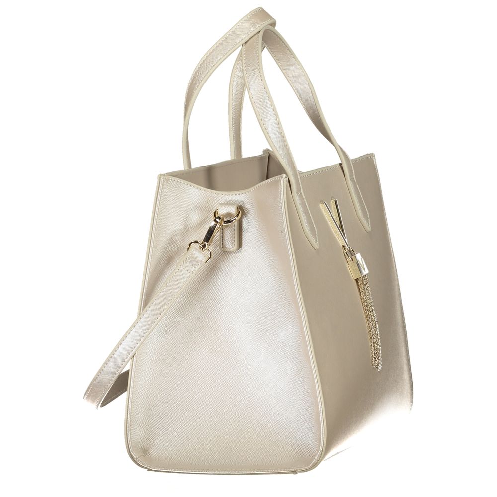 Handbag by Mario Valentino for women in polyethylene gray features an refined silhouette, showcasing a secure zipper, ample internal-pockets, and versatile shoulder-strap, handle & adjustable-strap for a sophisticated refined aesthetic.