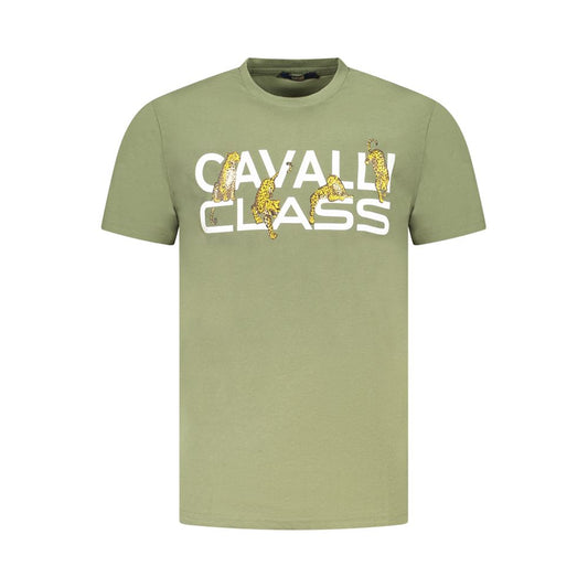 T-Shirt by Cavalli Class for men in cotton green & print features an edgy silhouette, meticulously detailed with a sophisticated and crew neckline for a truly edgy finish.