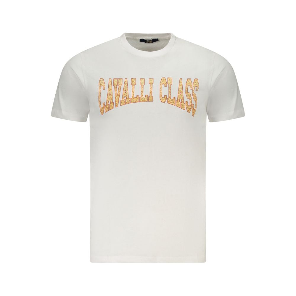 T-Shirt by Cavalli Class for men in cotton white & print features an on trend silhouette, perfectly showcasing a on trend and for an elevated aesthetic.