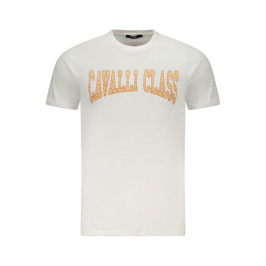 T-Shirt by Cavalli Class for men in cotton white & print features an on trend silhouette, perfectly showcasing a on trend and for an elevated aesthetic.