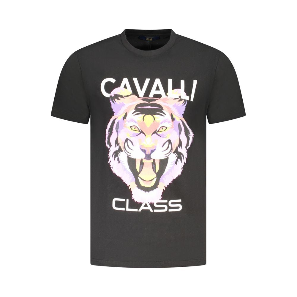 T-Shirt by Cavalli Class for men in cotton black & print features a plush silhouette, showcasing a sophisticated and for a truly plush finish.