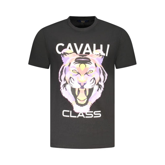T-Shirt by Cavalli Class for men in cotton black & print features a plush silhouette, showcasing a sophisticated and for a truly plush finish.