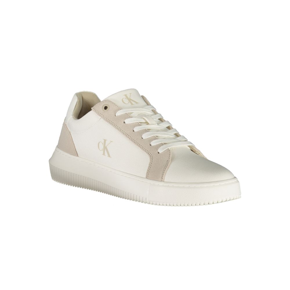 Sneakers by Calvin Klein for men in leather cotton polyester polyethylene gray & white presents a sumptuous silhouette as Men's Casual Leather Cotton Polyester Polyethylene Sneakers, expertly defined by a sumptuous casual style for a sumptuous, high-fashion look.