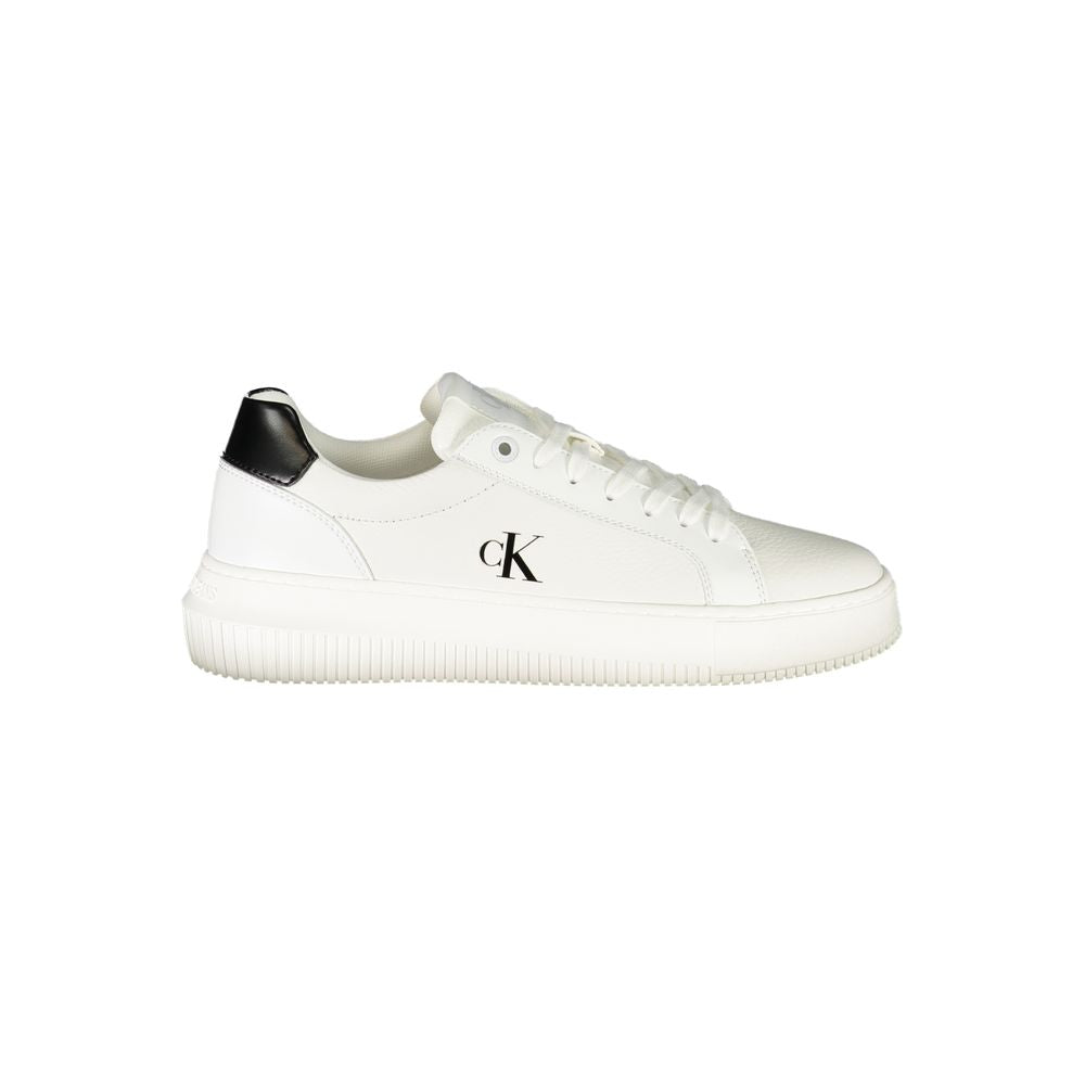 Sneakers by Calvin Klein for women in polyester polyethylene leather black & white features an opulent silhouette from the Crisp Women's Casual Polyester Polyethylene Leather Sneakers collection, showcasing a signature casual style with an opulent finish.