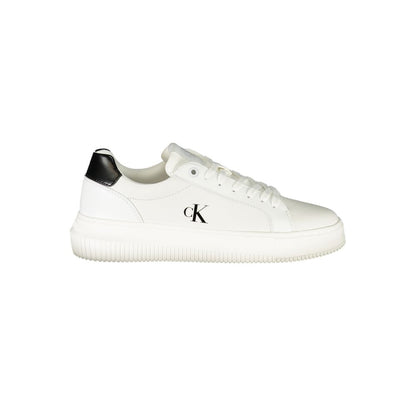 Sneakers by Calvin Klein for women in polyester polyethylene leather black & white features an opulent silhouette from the Crisp Women's Casual Polyester Polyethylene Leather Sneakers collection, showcasing a signature casual style with an opulent finish.
