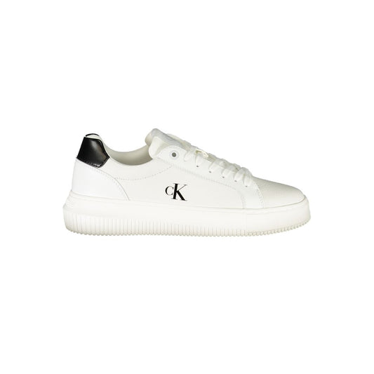 Sneakers by Calvin Klein for women in polyester polyethylene leather black & white features an opulent silhouette from the Crisp Women's Casual Polyester Polyethylene Leather Sneakers collection, showcasing a signature casual style with an opulent finish.