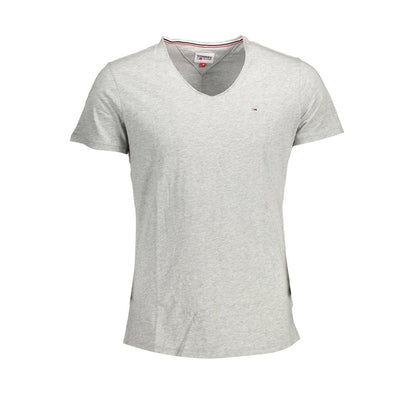 Tommy Hilfiger Men's V Neck Organic Cotton & Canvas T-Shirt - Brown Gray