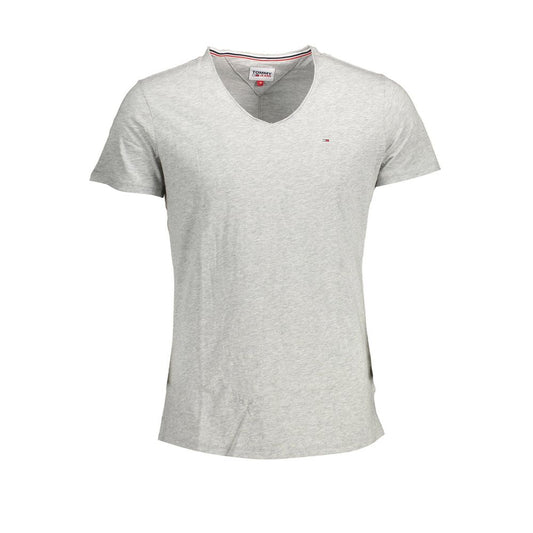 Tommy Hilfiger Men's V Neck Organic Cotton & Canvas T-Shirt - Brown Gray