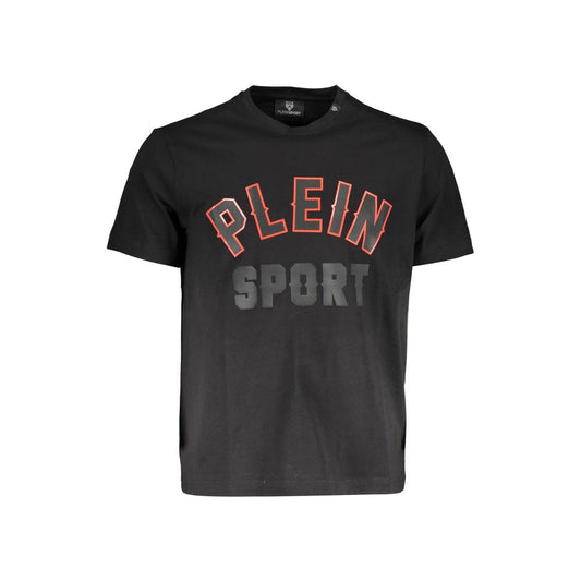 T-Shirt by Plein Sport for men in cotton black & print showcases a unassuming silhouette, artfully detailed with a refined crew neckline and unassuming short-sleeve for a sophisticated, contemporary look.