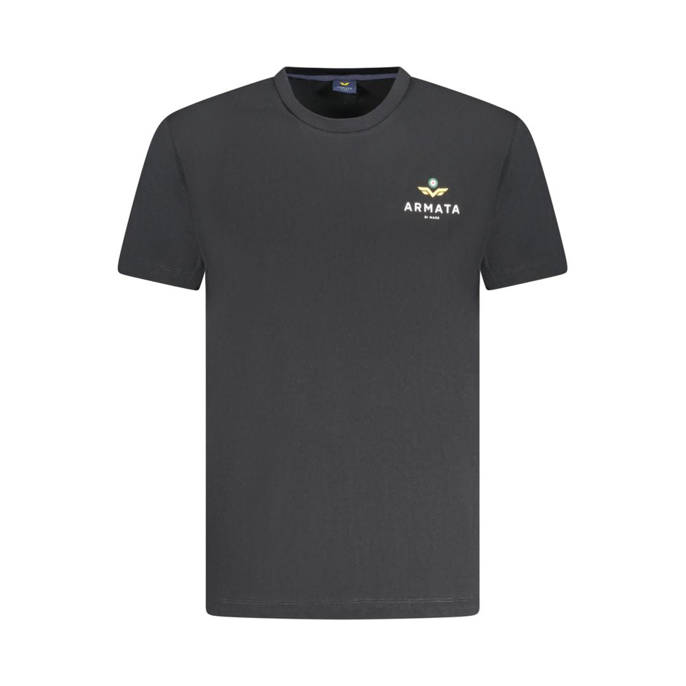 T-Shirt by Armata Di Mare for men in cotton black & print showcases a fashionable silhouette, elegantly detailed with a fashionable short-sleeve and crew neckline for a sophisticated, high-fashion look.
