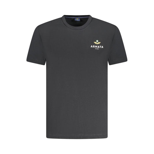 T-Shirt by Armata Di Mare for men in cotton black & print showcases a fashionable silhouette, elegantly detailed with a fashionable short-sleeve and crew neckline for a sophisticated, high-fashion look.