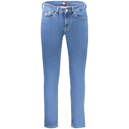 Jeans by Tommy Hilfiger for men in stretch denim cotton blue features an sartorial tapered-leg & slim and long with a cut for a sartorial finish.