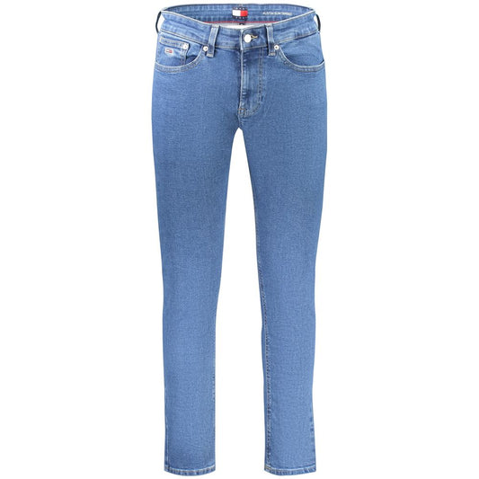 Jeans by Tommy Hilfiger for men in stretch denim cotton blue features an sartorial tapered-leg & slim and long with a cut for a sartorial finish.