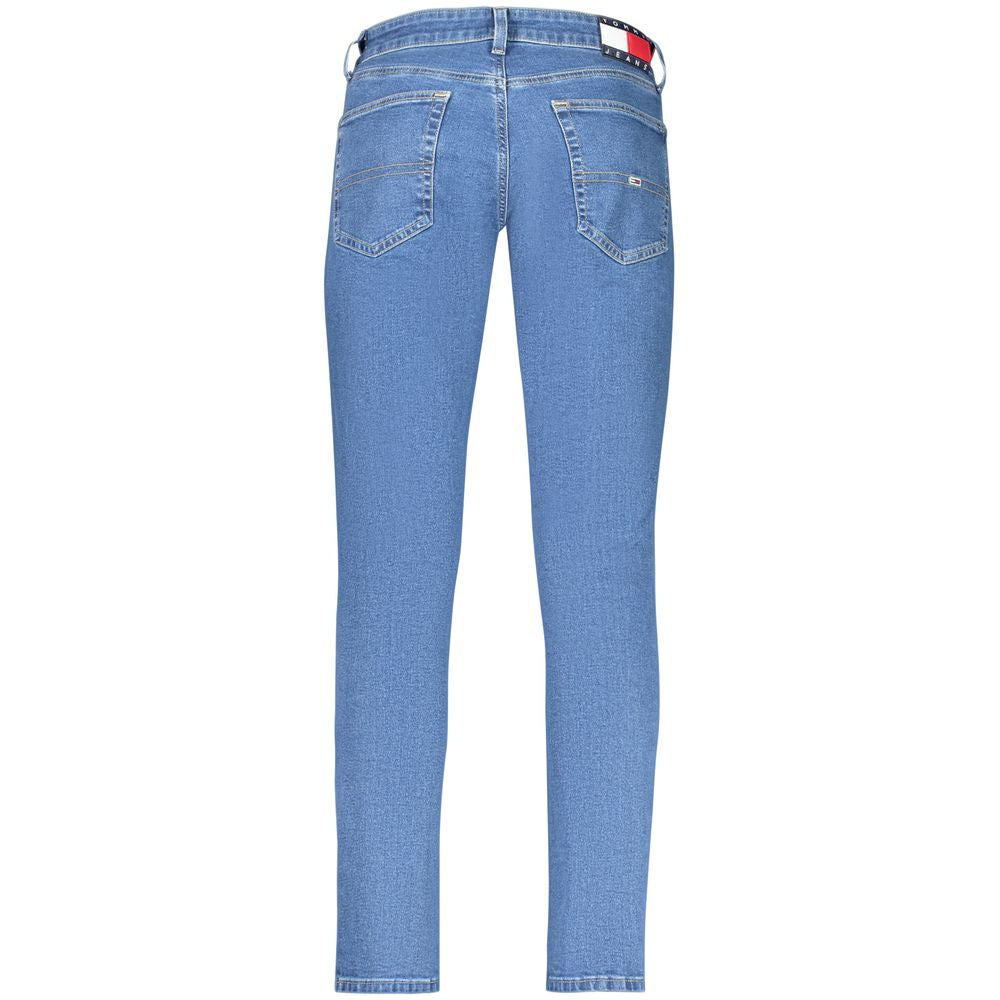 Jeans by Tommy Hilfiger for men in stretch denim cotton blue features a refined silhouette with a refined tapered-leg & slim, defined by a and a refined long for a refined finish.
