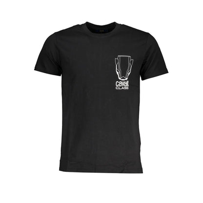T-Shirt by Cavalli Class for men in cotton black, signature & print showcases a dramatic silhouette, elegantly detailed with a dramatic and for a truly dramatic finish.