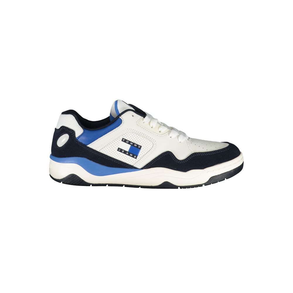 Athletic Sneakers by Tommy Hilfiger for men in polyester polyurethane leather blue & print features an stately silhouette, showcasing the signature athletic style of the Men's Athletic Polyester Polyurethane Leather Sneakers collection with a truly stately finish.