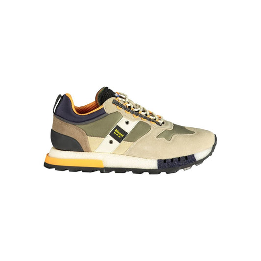 Athletic Sneakers by Blauer for men in polyester polyethylene leather green features an stately silhouette, showcasing the signature athletic style of the Men's Athletic Polyester Polyethylene Leather Sneakers collection with a truly stately finish.