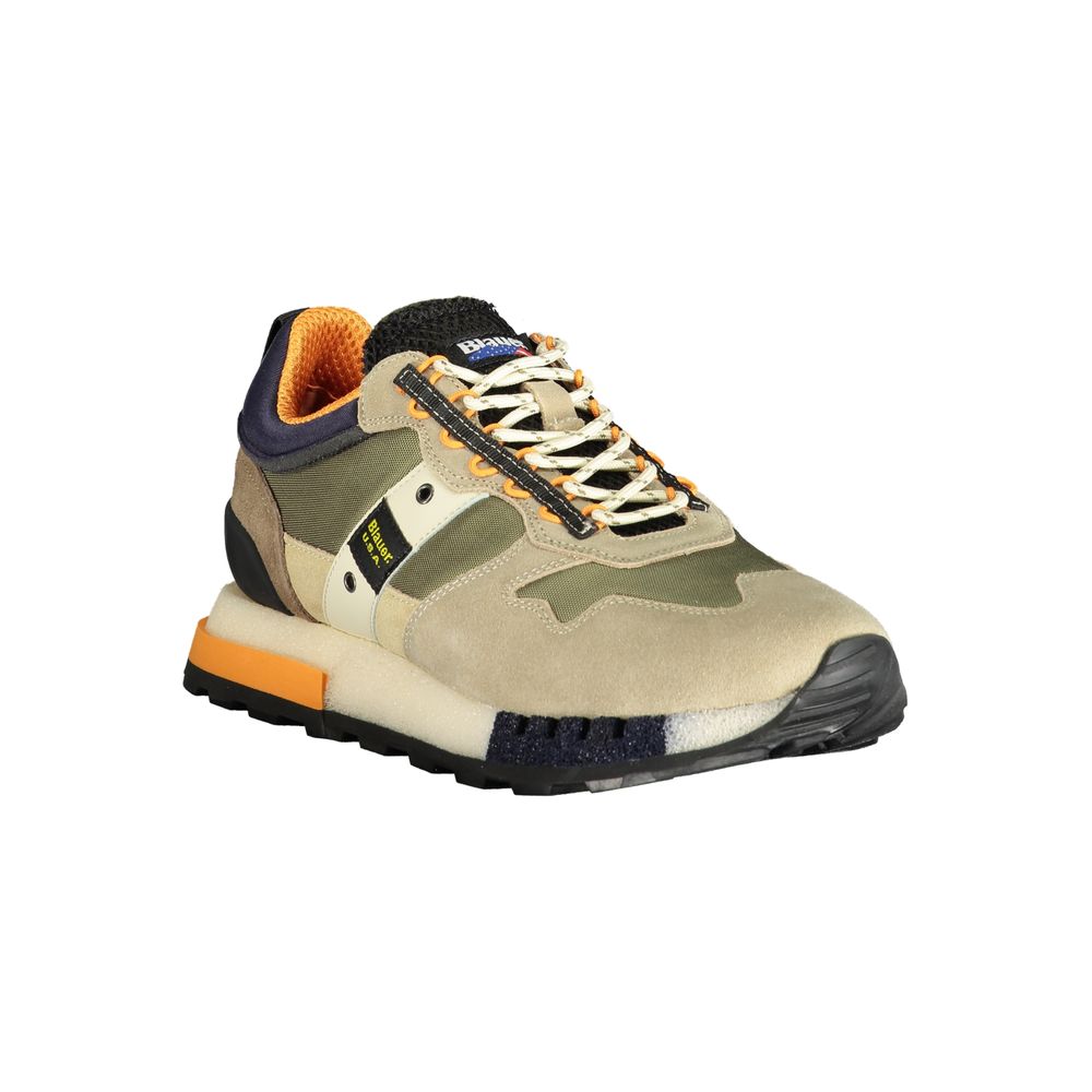 Athletic Sneakers by Blauer for men in polyester polyethylene leather green showcases a architectural silhouette, artfully capturing the essence of the Men's Athletic Polyester Polyethylene Leather Sneakers with its signature architectural athletic style construction.