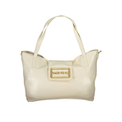 Handbag by Mario Valentino for women in polyethylene beige features a refined silhouette, showcasing a secure snap, organized internal-pockets, and versatile adjustable-strap, detachable-strap & handle for a refined finish.