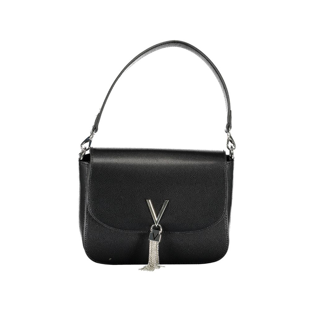 Convertible Handbag by Mario Valentino for women in faux leather black features a refined silhouette, showcasing a secure zipper & magnetic and refined internal-pockets with versatile shoulder-strap, detachable-strap & handle for a refined finish.